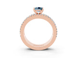 Rose gold Princess Cut Aquamarine Solitaire Ring with Pavé and Channel Set Band_3