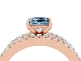 Rose gold Princess Cut Aquamarine Solitaire Ring with Pavé and Channel Set Band_4
