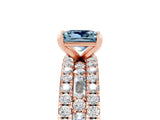 Rose gold Princess Cut Aquamarine Solitaire Ring with Pavé and Channel Set Band_5