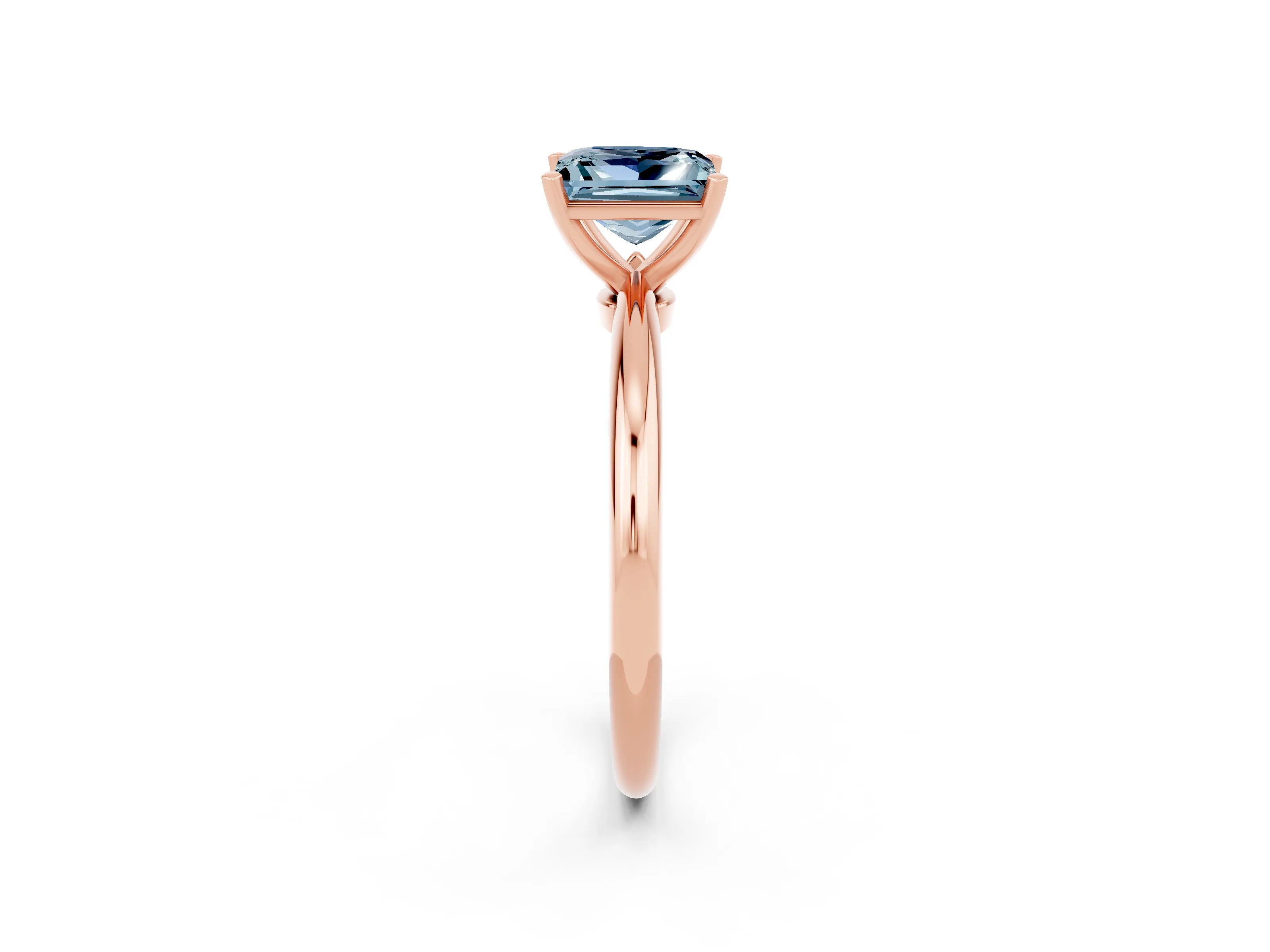 Rose gold Princess Cut Aquamarine Solitaire Ring with Six-Prong Setting and Classic Band_2
