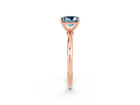Rose gold Princess Cut Aquamarine Solitaire Ring with Six-Prong Setting and Classic Band_2