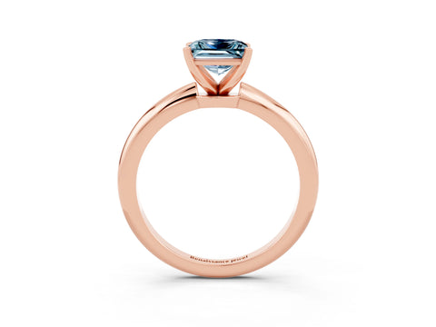 Rose gold Princess Cut Aquamarine Solitaire Ring with Six-Prong Setting and Classic Band_3