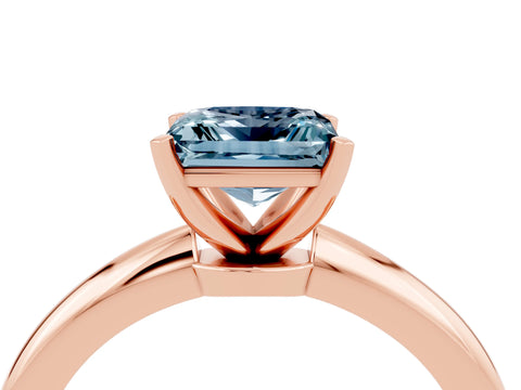 Rose gold Princess Cut Aquamarine Solitaire Ring with Six-Prong Setting and Classic Band_4