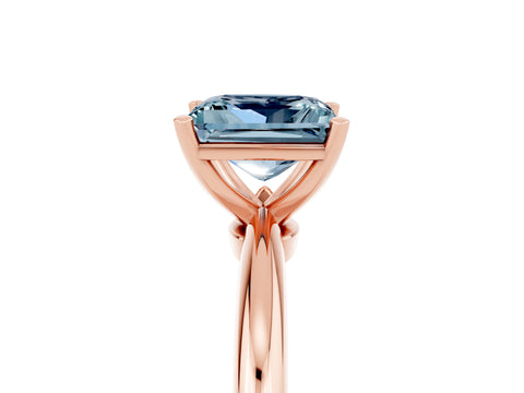 Rose gold Princess Cut Aquamarine Solitaire Ring with Six-Prong Setting and Classic Band_5