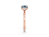 Rose gold Princess Cut Aquamarine Solitaire Ring with Thin Band and Four-Prong Setting_2