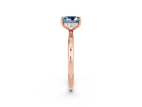 Rose gold Princess Cut Aquamarine Solitaire Ring with Thin Band and Four-Prong Setting_2