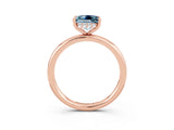 Rose gold Princess Cut Aquamarine Solitaire Ring with Thin Band and Four-Prong Setting_3