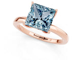 Rose gold Princess Cut Aquamarine Solitaire Ring with Thin Band and Prong Setting_13