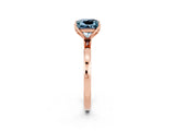 Rose gold Princess Cut Aquamarine Solitaire Ring with Thin Band and Prong Setting_14