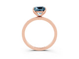 Rose gold Princess Cut Aquamarine Solitaire Ring with Thin Band and Prong Setting_15