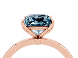 Rose gold Princess Cut Aquamarine Solitaire Ring with Thin Band and Prong Setting_16