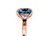 Rose gold Princess Cut Aquamarine Solitaire Ring with Thin Band and Prong Setting_17