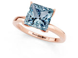 Rose gold Princess Cut Aquamarine Solitaire Ring with Thin Band and Prong Setting_25