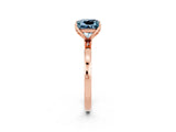 Rose gold Princess Cut Aquamarine Solitaire Ring with Thin Band and Prong Setting_26