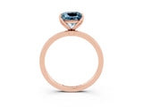 Rose gold Princess Cut Aquamarine Solitaire Ring with Thin Band and Prong Setting_27