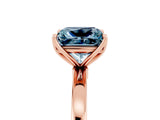 Rose gold Princess Cut Aquamarine Solitaire Ring with Thin Band and Prong Setting_29