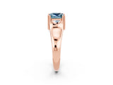 Rose gold Princess Cut Aquamarine Solitaire Ring with Wide Band and Prong Setting_2