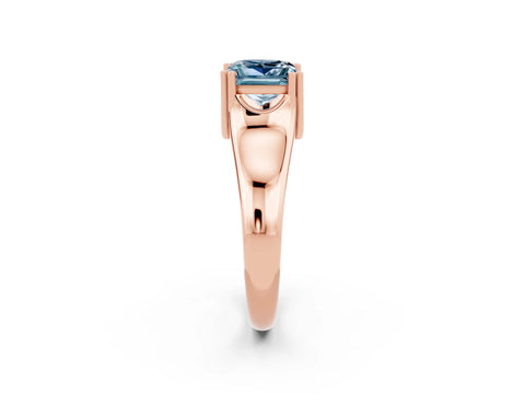 Rose gold Princess Cut Aquamarine Solitaire Ring with Wide Band and Prong Setting_2