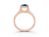 Rose gold Princess Cut Aquamarine Solitaire Ring with Wide Band and Prong Setting_3