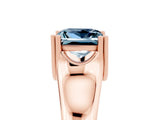 Rose gold Princess Cut Aquamarine Solitaire Ring with Wide Band and Prong Setting_5