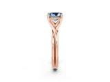 Rose gold Princess Cut Aquamarine Solitaire Twist Band Prong Setting Ring_38