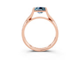 Rose gold Princess Cut Aquamarine Solitaire Twist Band Prong Setting Ring_39