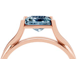 Rose gold Princess Cut Aquamarine Solitaire Twist Band Prong Setting Ring_40