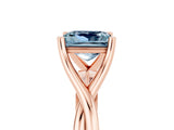 Rose gold Princess Cut Aquamarine Solitaire Twist Band Prong Setting Ring_41