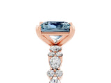 Rose gold Princess Cut Aquamarine Solitaire with Side Stones, Pave Band, Four-Prong Setting_41