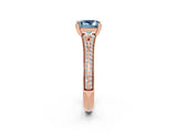 Rose gold Princess Cut Aquamarine Split Shank Engagement Ring with Pavé Band_2