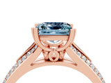 Rose gold Princess Cut Aquamarine Split Shank Engagement Ring with Pavé Band_4
