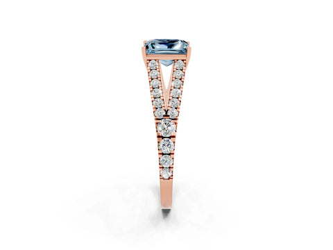 Rose gold Princess Cut Aquamarine Split Shank Pavé Engagement Ring with Four-Prong Setting_14