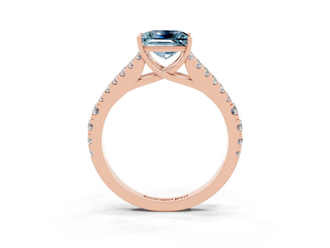 Rose gold Princess Cut Aquamarine Split Shank Pavé Engagement Ring with Four-Prong Setting_15