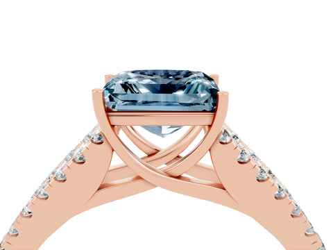 Rose gold Princess Cut Aquamarine Split Shank Pavé Engagement Ring with Four-Prong Setting_16