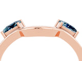 Rose gold Princess Cut Aquamarine Two-Stone Open Band Ring with Four-Prong Setting_10