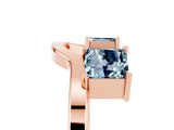 Rose gold Princess Cut Aquamarine Two-Stone Open Band Ring with Four-Prong Setting_11