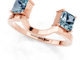 Rose gold Princess Cut Aquamarine Two-Stone Open Band Ring with Four-Prong Setting_7