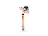 Rose gold Princess Cut Aquamarine Two-Stone Open Band Ring with Four-Prong Setting_8