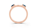 Rose gold Princess Cut Aquamarine Two-Stone Open Band Ring with Four-Prong Setting_9