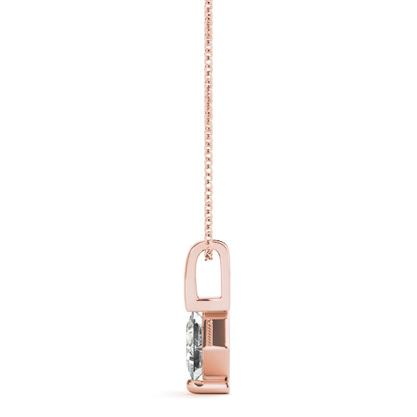 Rose gold Princess Cut Bezel Set Diamond Pendant 2