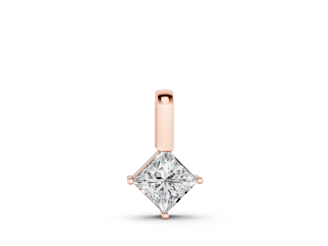 Rose gold Princess Cut Bezel Set Diamond Pendant_6