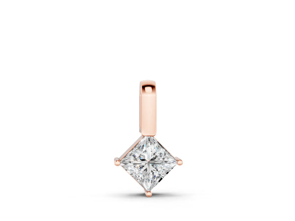 Rose gold Princess Cut Bezel Set Diamond Pendant