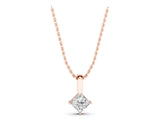Rose gold Princess Cut Bezel Set Diamond Pendant_7
