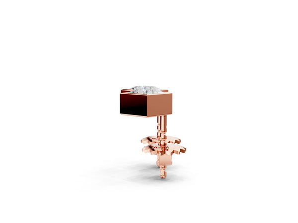 Rose gold Princess Cut Bezel Set Diamond Stud Earrings