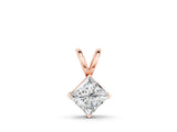 Rose gold Princess Cut Bezel Set Pendant_11