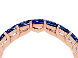 Rose gold Princess Cut Blue Sapphire Channel-Set Eternity Band with Prong Setting_10
