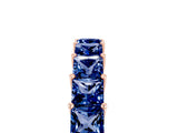 Rose gold Princess Cut Blue Sapphire Channel-Set Eternity Band with Prong Setting_11