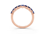 Rose gold Princess Cut Blue Sapphire Channel-Set Eternity Band with Prong Setting_9