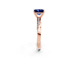 Rose gold Princess Cut Blue Sapphire Engagement Ring with Side Stone Accents and Four-Prong Setting_62