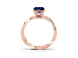 Rose gold Princess Cut Blue Sapphire Engagement Ring with Side Stone Accents and Four-Prong Setting_63